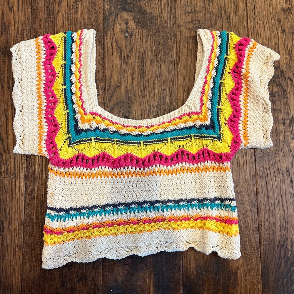 Zara Crochet Rainbow Top